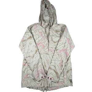 REI Co-op Womens Pink Beige Topographic Swirl Half Zip Anorak Hooded Jacket